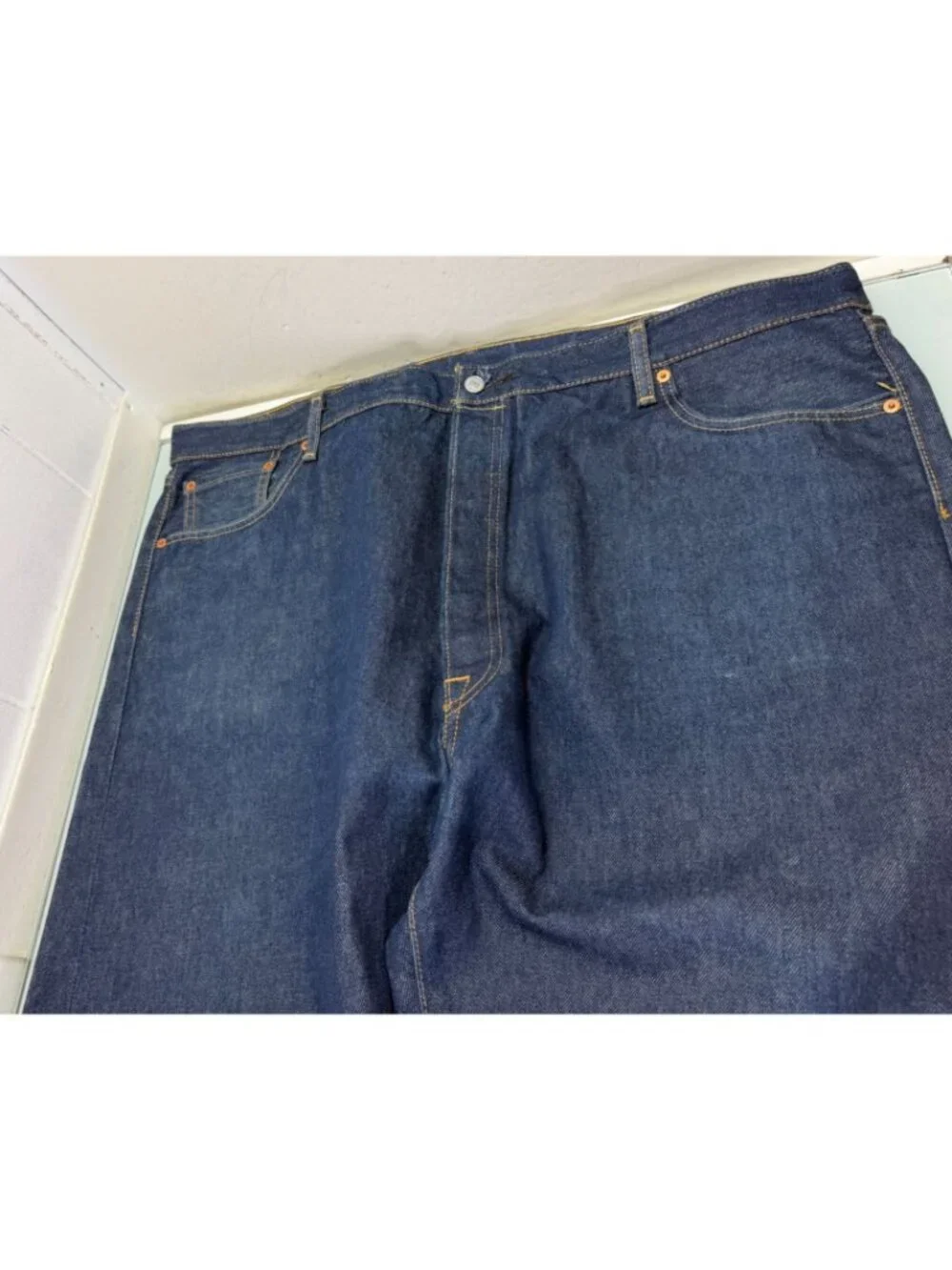 Levis 501 Jeans Men's 48X29 Raw Denim Button Fly Straight Leg